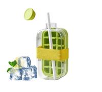 500/800ml Ice Cube Bottle with Straw, Ice Cube Bottle, 18 Grid Easy Press Release Ice Tray with Straw & Anti-Slip Strap, for Freezer Travel, Gym & Home (1PCS B, 800ml)