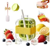 500/800ml My Crush Cup, 2026 New My Crush Cup Ice, Ice Cube Bottle with Straw, 2 in 1 Touch-Free Ice Cube Tray Water Bottle with Lid and Bin - Easy Press to Release (500ml Green)
