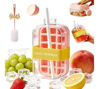 500/800ml My Crush Cup, 2026 New My Crush Cup Ice, Ice Cube Bottle with Straw, 2 in 1 Touch-Free Ice Cube Tray Water Bottle with Lid and Bin - Easy Press to Release (800ml Pink)