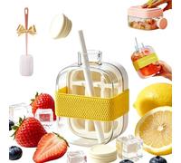 500/800ml My Crush Cup, 2026 New My Crush Cup Ice, Ice Cube Bottle with Straw, 2 in 1 Touch-Free Ice Cube Tray Water Bottle with Lid and Bin - Easy Press to Release (500ml White)