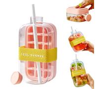 500/800ml My Crush Cup Ice Making Cup with Straw, 2 in 1 Water Bottle Ice Cube Tray, Zero Touch Press Ice Cube Mold (Pink, 800ml)