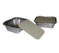 Uk Store 100 x ALUMINIUM FOIL FOOD CONTAINERS Large + LIDS No6a Order before 12 noon for same day dispatch weekdays only,L 20cm x W 10cm x D 6cm (approx).