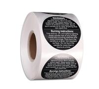 500 Black Candle Warning Labels Roll - 1.5 Inch Round English Text Safety Stickers for Candle Jars, Metal Tins & Wax Melts - Essential Candle Making Supplies & Packaging