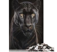 500 Black Leopard Portrait Jigsaw Puzzles for Adults Teenager & Wooden Puzzles Family Games 500pcs (52x38cm)