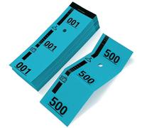 500 Blue Cloakroom Tickets - Numbered 1 to 500 - 3-Part Tear-Off Stubs - 160gsm Durable Paper - 10 Pads of 50 - Ideal for Events, Raffle, Coat Check - 5x14cm