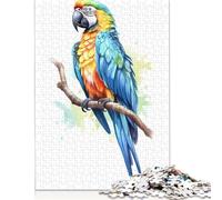 500 'Blue Yellow Macaw Parrot Creative Square Jigsaw Puzzles for Adults, Wooden Puzzles Unique Challenge Games 500pcs (52x38cm)