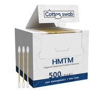 500 Count Cotton Swabs, Bamboo Cotton Swab for Eye Ears Oil Makeup, Lint Free Double Tipped Natural Cotton Buds, Cleaning with Wood Handle Remove Dust and Dirt (Pack of 1))