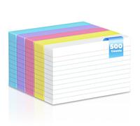 500 Count Index Cards 3x5 Inch Colored Ruled Lined Heavyweight Flash Cards Study Cards with Sturdy Cardstock Durable Flashcards Note Cards for Note Taking, Language Learning, School & Office Supplies