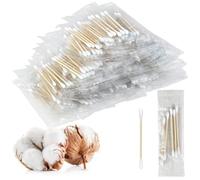 500 Count Travel Size Cotton Swabs - Double Tipped Individually Wrapped Cotton Buds with Bamboo Sticks - Eco-Friendly and Natural for Ear Cleaning, Make-Up, Beauty and Personal Care - 5 Pcs Per Bag