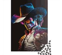 500 Disco Cowboy Kunst-Puzzles für Erwachsene, Teenager & Holzpuzzles, Familienspiele, Weihnachtsgeschenke, 500 Teile (52x38cm)