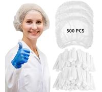 500 Disposable Bouffant Hair Nets, 21-Inch Non-Woven Elastic Caps For Men And Women, Head Covers For Hospitals, Kitchens, Labs, And Salons