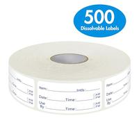 500 Dissolvable Food Labels,Removable Freezer Pantry Stickers with Perforation Line,Fast Dissolving No Residue Left for Food Containers,Jars,Freezers,Kitchen,Restaurant Storage Organization