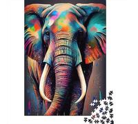 500 Elephant Pop Art Animal Jigsaw Puzzles for Adults Teenager & Wooden Puzzles Family Games 500pcs (52x38cm)