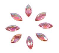 500 Flat Back Rhinestones, 7 x 15 mm, Crystal AB Rhinestone Water Droplets, Acrylic Crystal Special Effects, 5 Colours Optional (Pink)