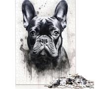 500 'French Bulldog Watercolor Creative Square Jigsaw Puzzles for Adults, Wooden Puzzles Unique Challenge Games 500pcs (52x38cm)
