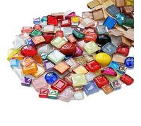 500 Grams Glass Mosaic Tiles, Irregular Crystal Mosaic Tiles for Crafts Bulk and Tiny Stepping Stone kit, Transparent Stained Glass Sheets for Handmade DIY Art Crafts and Home Decoration,Mix