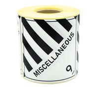 500 Hazardous Goods Labels Class 9 - Miscellaneous Various Dangerous substances and Objects - 100 x 100 mm Paper White/Black self-Adhesive