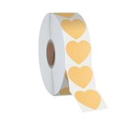500 Heart Shaped Kraft Stickers, Natural Brown Round Blank Labels with Permanent Adhesive Color Code Kraft Stickers with Perforation Line for Crafts, Organizing, Personal and Business Use (Each 1")
