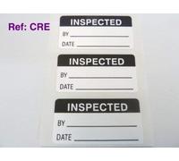 500 Inspected Labels, Tamper Evident Labels, 40x20mm Rectangle, Black on White, Stickers Break up on Attempted Removal