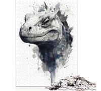 500 'Komodo Dragon Watercolor Jigsaw Puzzles for Adults Teenager & Wooden Puzzles Family Games 500pcs (52x38cm)
