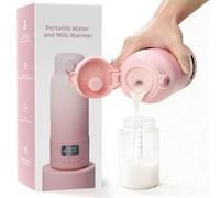 500 ml Portable Baby Bottle Warmer: Milk Warmer for Travel Dual Heating Modes for Breast Milk&Water Quick Heating, Long Battery Life Large Capacity for All Day Pink