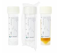 500 Pack - Dr. Deutsch 30ml Urine Sample Bottles, Individually Wrapped & 100% Sterile Specimen Pots, Leak-Proof Graduated Containers with Screw Lid & Pre-Printed Hospital-Style Label