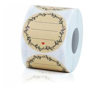 500 Pack Kraft Paper Canning Jar Labels, 2 Inch Round Self-Adhesive Stickers with 4 Wreath Designs for Jam, Jelly, Mason Jars, Bottles, and Pantry Organisation