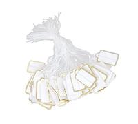 500 Pack Rectangular Price Tags - 13x23mm White with Gold Trim - Paperboard Labels for Retail