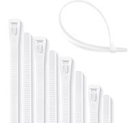500 Pack Reusable Cable Ties White 300mm Heavy Duty Strong Nylon Large Zip Ties Releasable Plastic Thick Tie Wraps (White 300 x 8 mm)