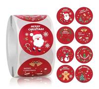 500 Pcs 1.5 Inch Merry Christmas Stickers Roll for Gift Packing, Cards, Envelopes, Party Supplies (1.5inch Red)