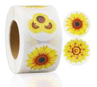 500 Pcs 3.8cm Sunflower Sticker,Small Flower Roll,Self-Adhesive Peel and Stick with 8 Patterns - Personalised Labels Decals for Christmas, Thanks Giving, Greeting Cards, Envelopes Present for Sealing