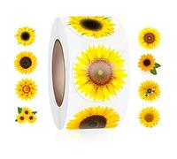 500 Pcs 3.8cm Sunflower Stickers with 8 Patterns - Personalised Sunflower Labels Decals for Christmas, Thanks Giving, Greeting Cards, Scrapbooking, Envelopes Present for Sealing and Decoration