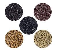 500 Pcs 5.0mm Silicone Lined Micro Rings Links Beads for Bonding Hair Extensions (Dark Blonde)