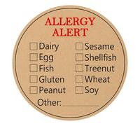 500 Pcs 5cm Kraft Paper Allergen Warning Stickers, Round Allergy Warning Stickers for Grocery Stores, Food Packaging