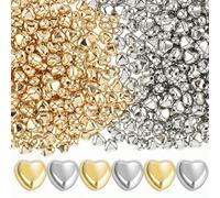 500 Pcs 6 MM Heart Shape Spacer Beads for Jewelry Making, Gold and Silver Loose Spacers Beads with Small Hole, Heart Bead for DIY Bracelet Necklace Accessories for Women, Girls