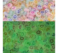500 Pcs Acrylic Glow in The Dark Stars Moon Hearts Petal Beads Bracelets for Jewelry Making for Bracelets Heart Beads for Jewelry Making