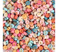 500 Pcs Acrylic Letter Beads, Colourful Flat Round Alphabet Beads, 7x7x3.7mm A-Z Letter Beads with 1.3mm Hole for Jewelry Making DIY Crafts Earring Necklace Bracelet Key Chains