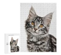 500 PCS Adult Pieces Jigsaw Puzzle Adorable Tabby Kitten Close-Up Puzzle For Teenagers Difficult Hard Every Piece Is Unique - Challenging Family Fun Game 500 PCS