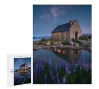 500 PCS Adult Pieces Jigsaw Puzzle Church by The Lake at Night Puzzle For Teenagers Difficult Hard Every Piece Is Unique - Challenging Family Fun Game 500 PCS