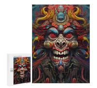500 PCS Adult Pieces Jigsaw Puzzle Colorful Demon Mask Artwork Puzzle For Teenagers Difficult Hard Every Piece Is Unique - Challenging Family Fun Game 500 PCS