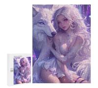 500 PCS Adult Pieces Jigsaw Puzzle Fantasy Wolf And Fairy Artwork -1 Puzzle For Teenagers Difficult Hard Every Piece Is Unique - Challenging Family Fun Game 500 PCS