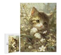 500 PCS Adult Pieces Jigsaw Puzzle Floral Kitten Paradise Puzzle For Teenagers Difficult Hard Every Piece Is Unique - Challenging Family Fun Game 500 PCS