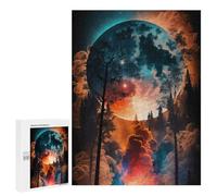 500 PCS Adult Pieces Jigsaw Puzzle Galactic Forest Aurora Puzzle For Teenagers Difficult Hard Every Piece Is Unique - Challenging Family Fun Game 500 PCS