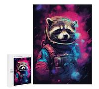 500 PCS Adult Pieces Jigsaw Puzzle Raccoon Astronaut Space Suit Puzzle For Teenagers Difficult Hard Every Piece Is Unique - Challenging Family Fun Game 500 PCS