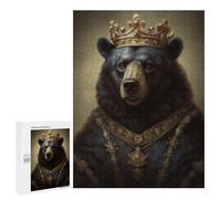 500 PCS Adult Pieces Jigsaw Puzzle Royal Bear Portrait Artwork Puzzle For Teenagers Difficult Hard Every Piece Is Unique - Challenging Family Fun Game 500 PCS