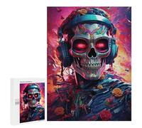 500 PCS Adult Pieces Jigsaw Puzzle Skull Headphones Artwork Puzzle For Teenagers Difficult Hard Every Piece Is Unique - Challenging Family Fun Game 500 PCS