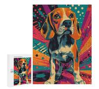 500 PCS Adult Puzzles Beagle in Retro Style Retro Pop Art Beagle Portrait Puzzles for Adults Brain Teaser Game But Fun And Humorous Gifts for Friends And Family 500 PCS