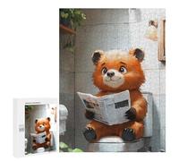 500 PCS Adult Puzzles Bear Reading on Toilet Puzzles for Adults Brain Teaser Game But Fun And Humorous Gifts for Friends And Family 500 PCS