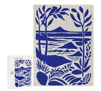 500 PCS Adult Puzzles Blue Landscape with Plants And Mountains Jigsaw for Teenagerss Enhance Memory Difficult And Challenge for Is Ideal As A Gift 500 PCS