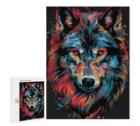500 PCS Adult Puzzles Colorful Wolf Face Art Print Jigsaw for Teenagerss Enhance Memory Difficult And Challenge for Is Ideal As A Gift 500 PCS